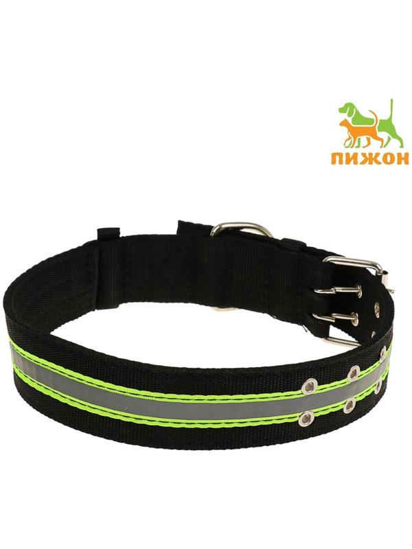 Ошейник четырехслойный светоотражающий, 71 х 5 см, ОШ 55-65 см, полиэстер, чёрный