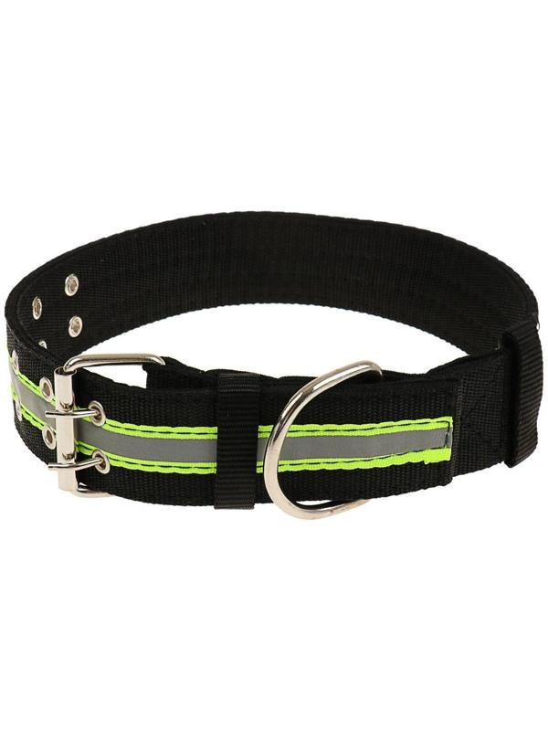 Ошейник четырехслойный светоотражающий, 71 х 5 см, ОШ 55-65 см, полиэстер, чёрный