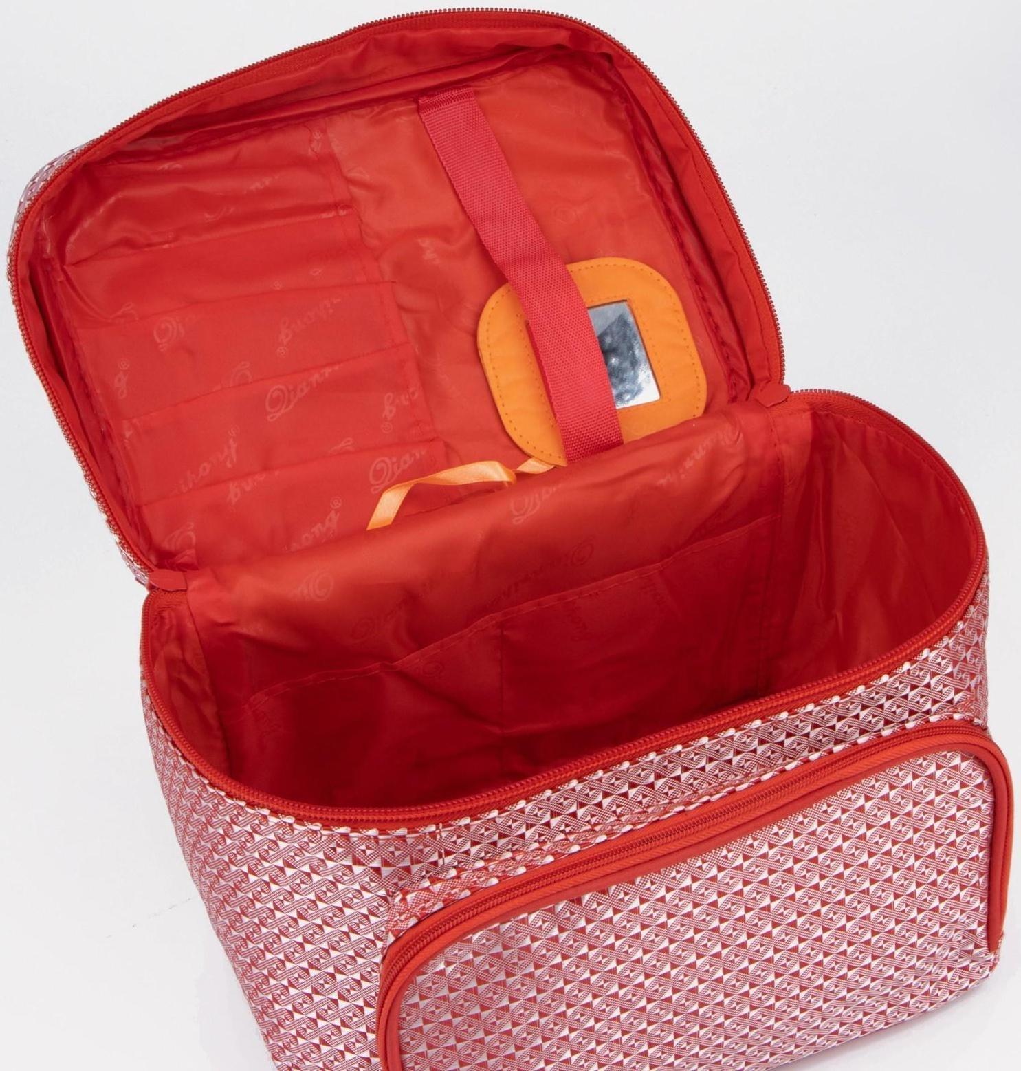 Косметичка на молнии, с зеркалом, цвет красный