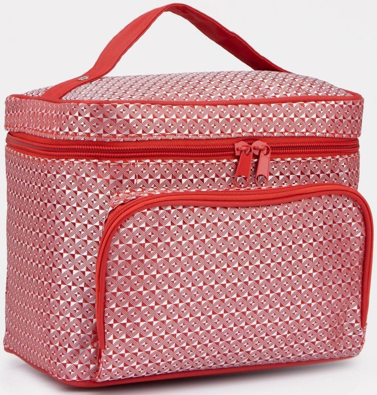 Косметичка на молнии, с зеркалом, цвет красный