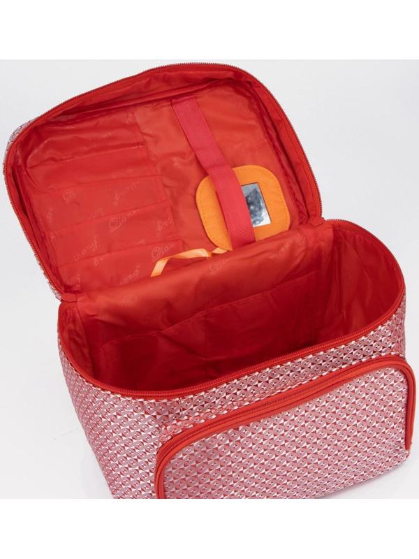 Косметичка на молнии, с зеркалом, цвет красный