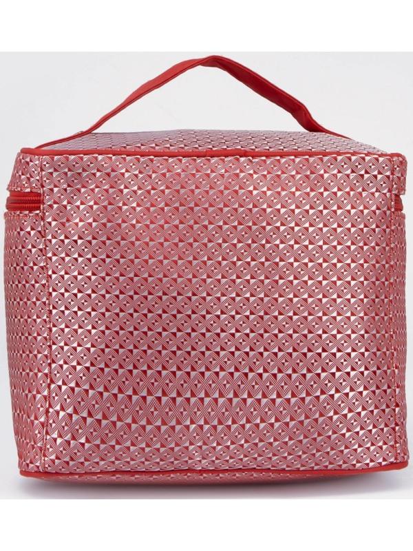 Косметичка на молнии, с зеркалом, цвет красный