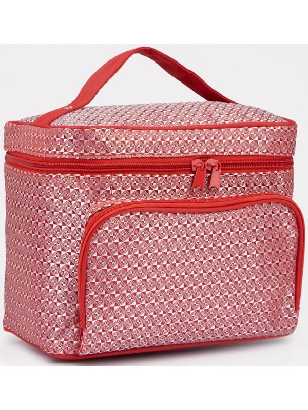 Косметичка на молнии, с зеркалом, цвет красный