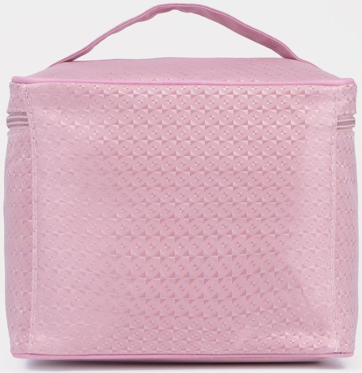 Косметичка на молнии, с зеркалом, цвет розовый