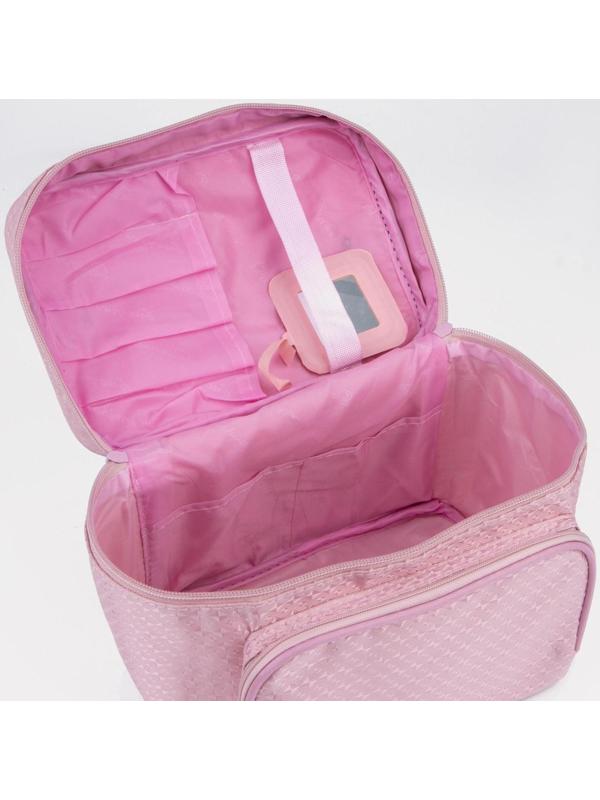 Косметичка на молнии, с зеркалом, цвет розовый