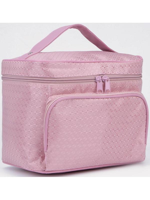 Косметичка на молнии, с зеркалом, цвет розовый