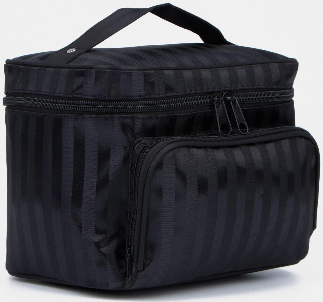 Косметичка на молнии, с зеркалом, цвет чёрный