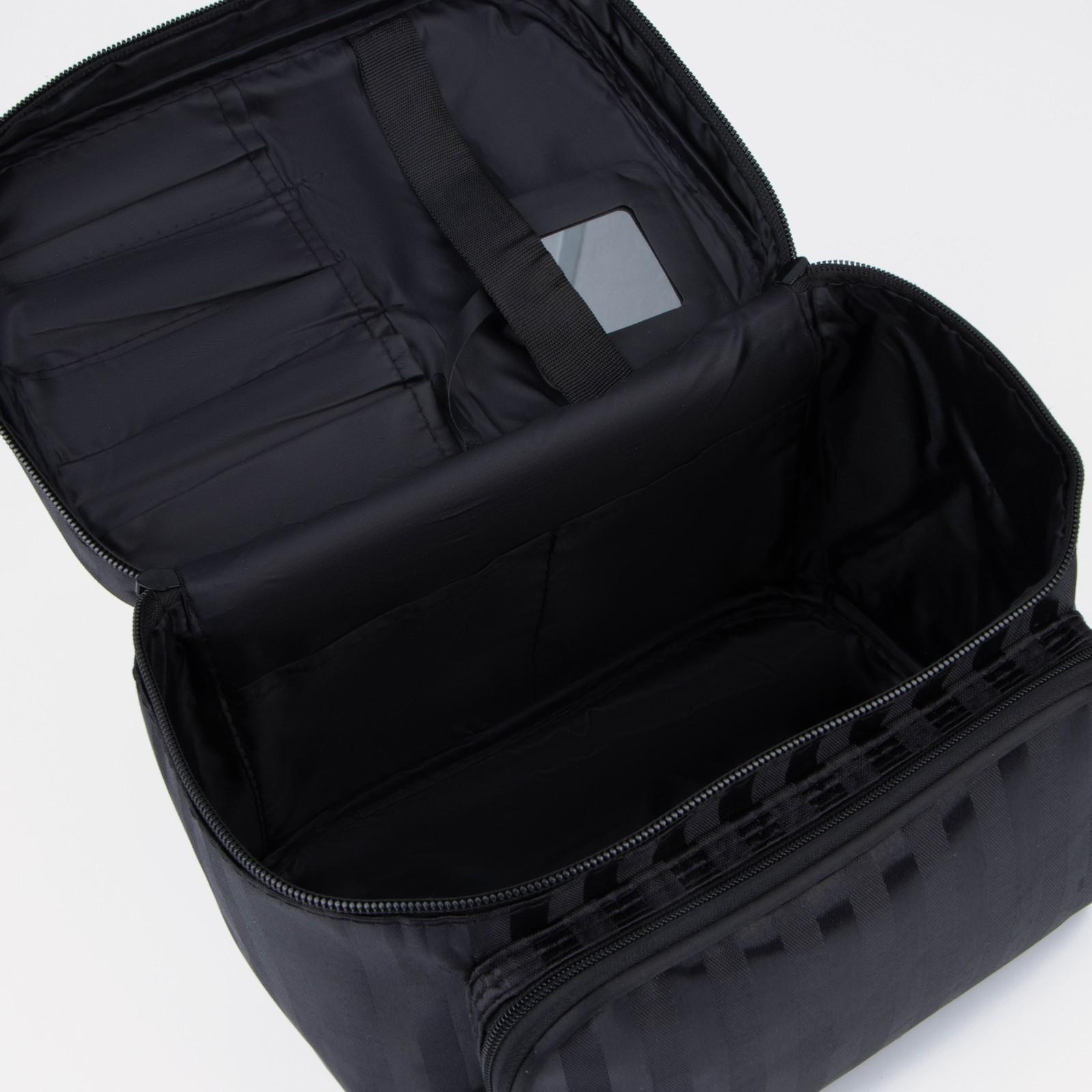 Косметичка на молнии, с зеркалом, цвет чёрный