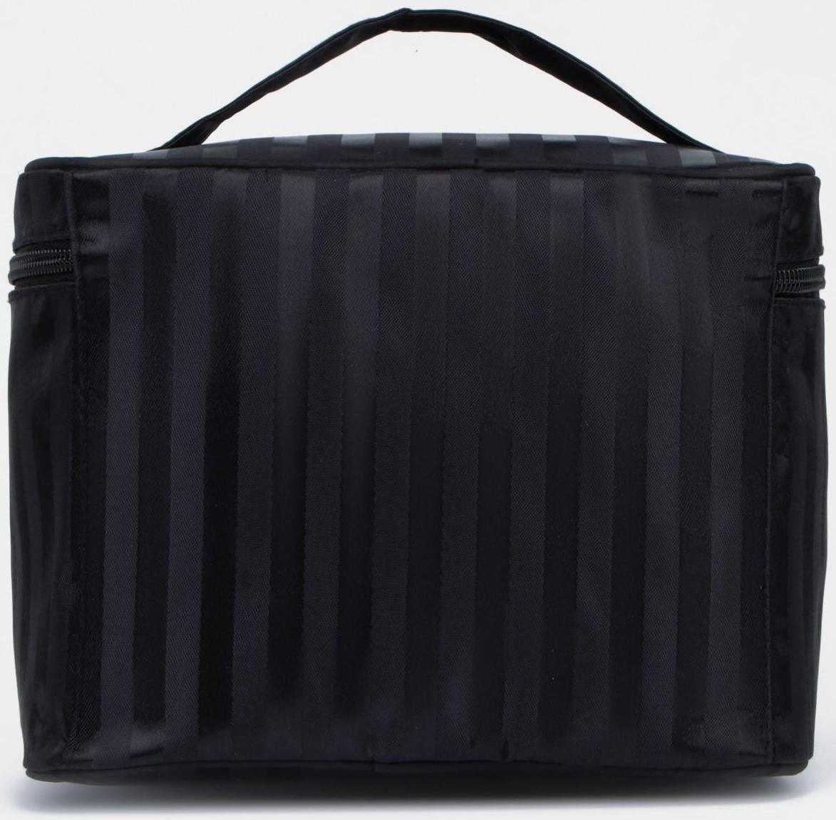 Косметичка на молнии, с зеркалом, цвет чёрный