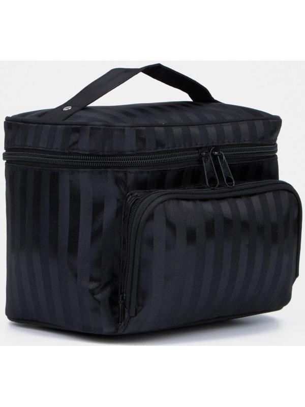 Косметичка на молнии, с зеркалом, цвет чёрный