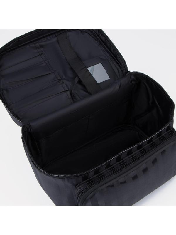 Косметичка на молнии, с зеркалом, цвет чёрный