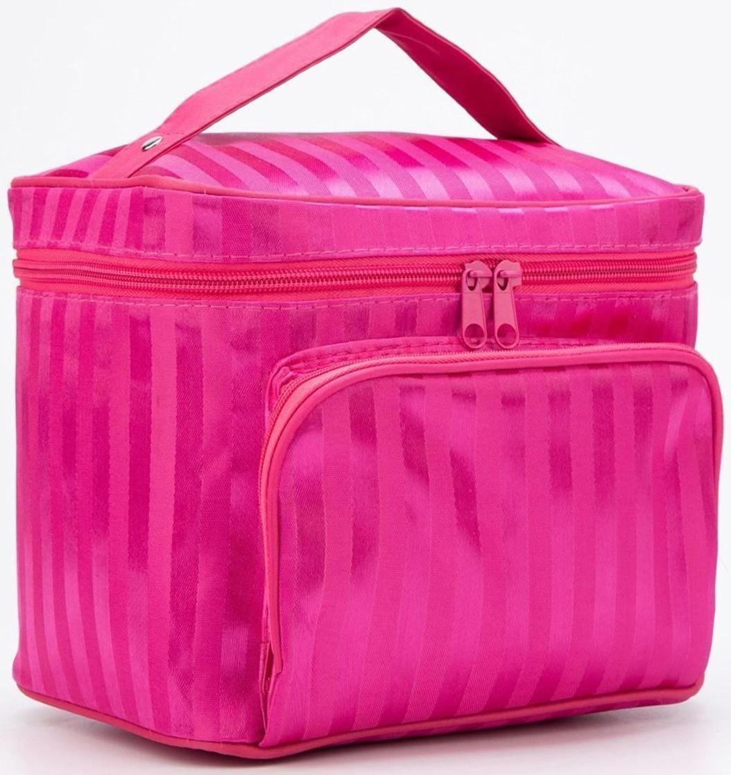 Косметичка на молнии, с зеркалом, цвет розовый