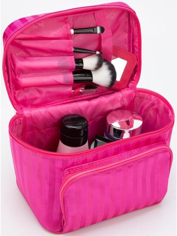 Косметичка на молнии, с зеркалом, цвет розовый