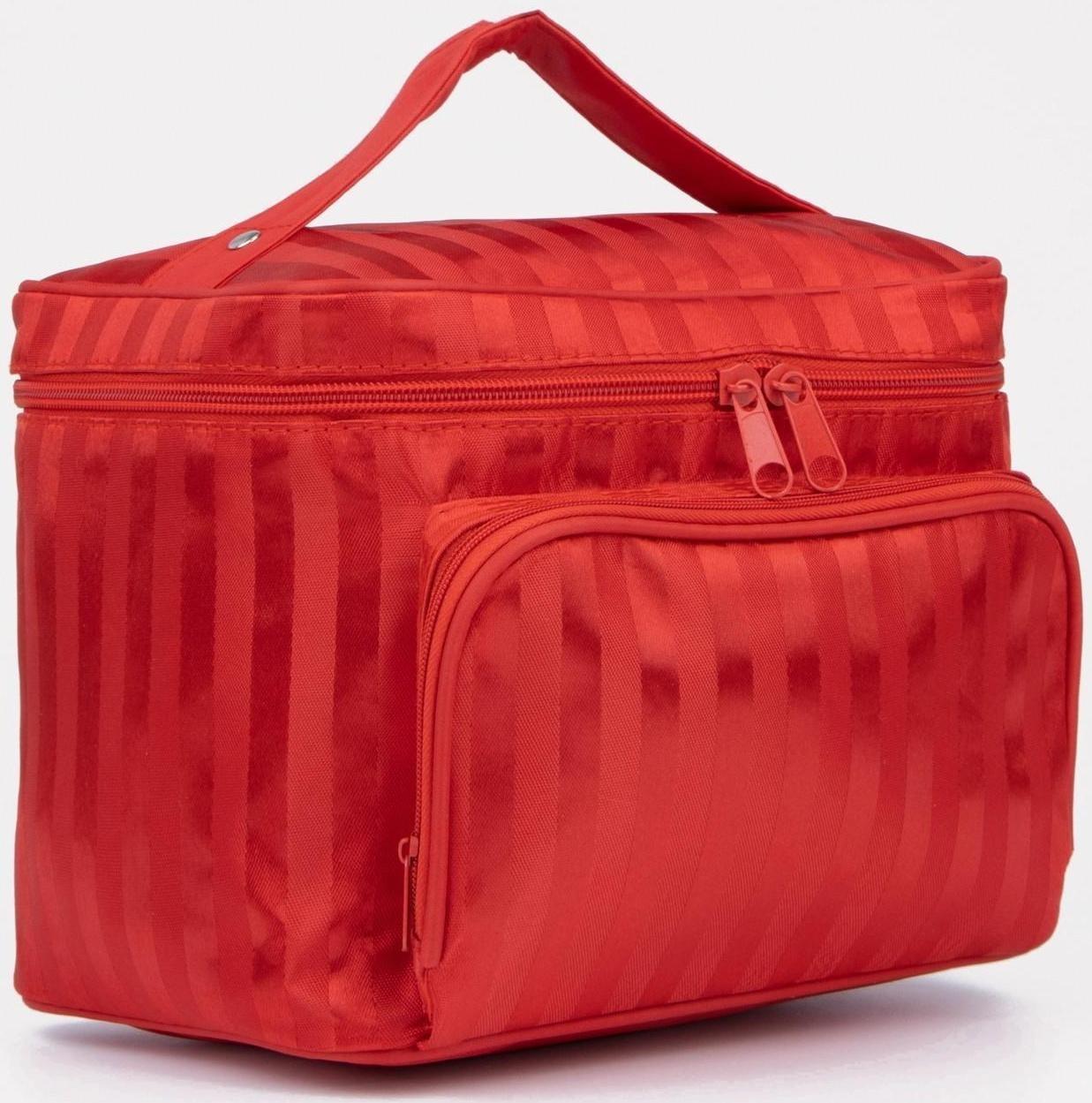 Косметичка на молнии, с зеркалом, цвет красный