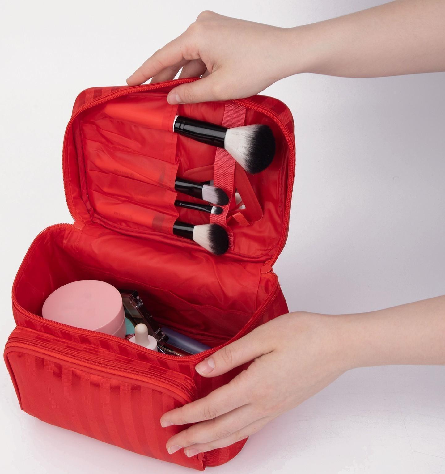 Косметичка на молнии, с зеркалом, цвет красный