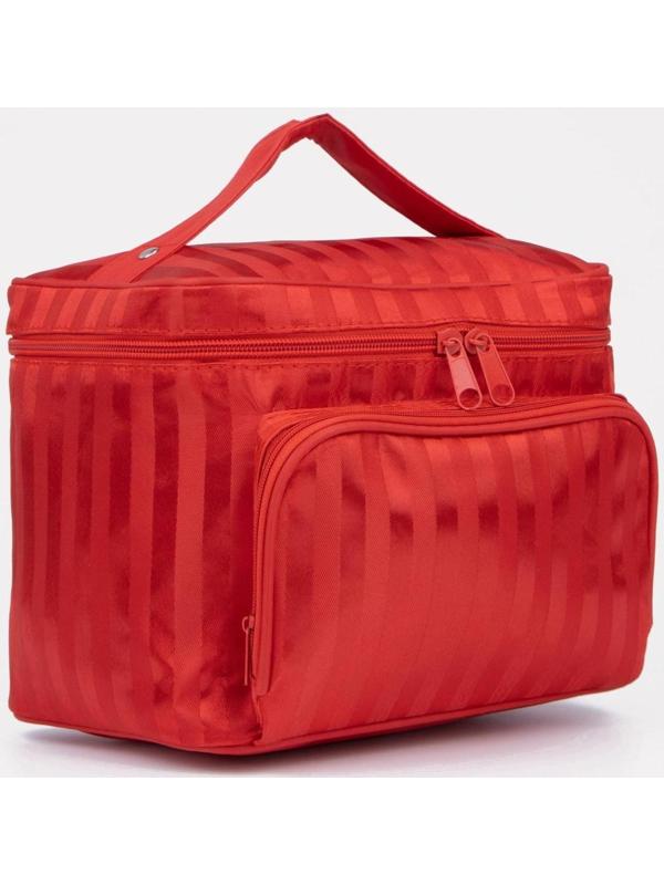 Косметичка на молнии, с зеркалом, цвет красный