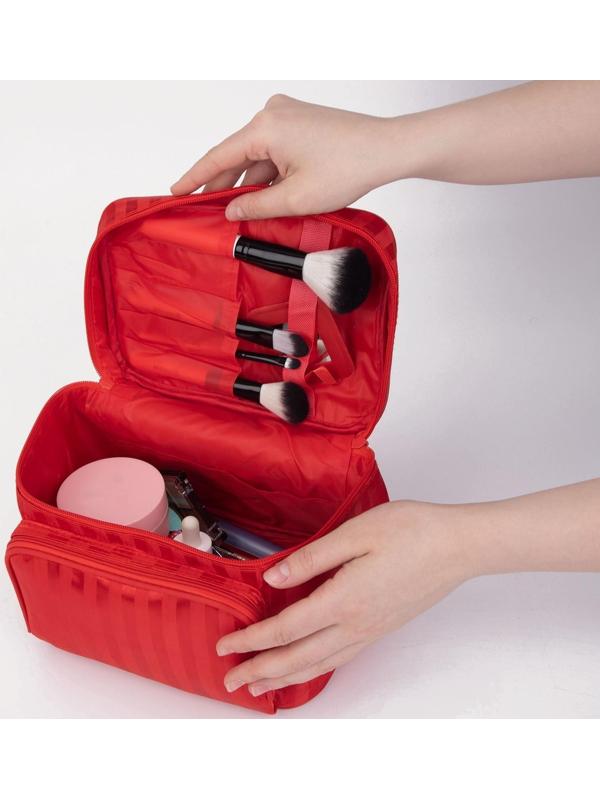 Косметичка на молнии, с зеркалом, цвет красный