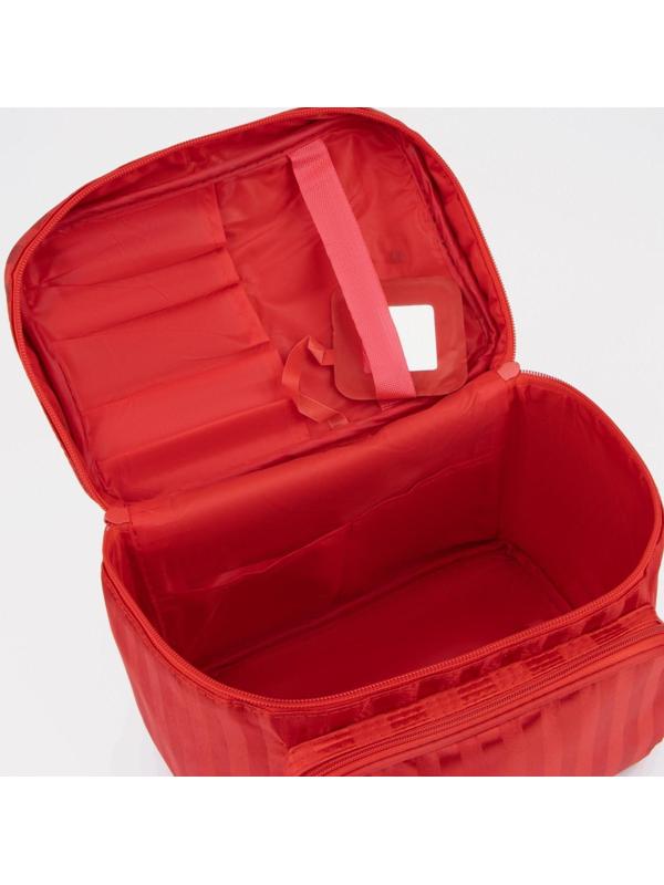 Косметичка на молнии, с зеркалом, цвет красный