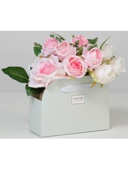 Коробка для цветов складная, мятная «Счастье ждёт тебя», 17 × 13 × 7 см