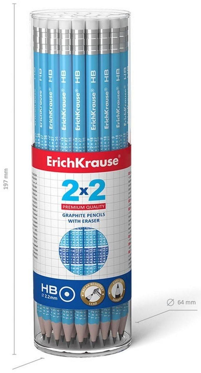 Карандаш чернографитный с ластиком Erich Krause 2x2 