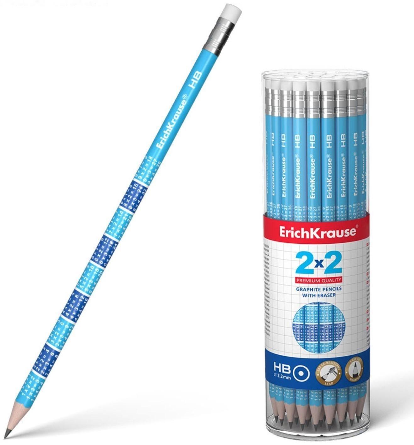 Карандаш чернографитный с ластиком Erich Krause 2x2 