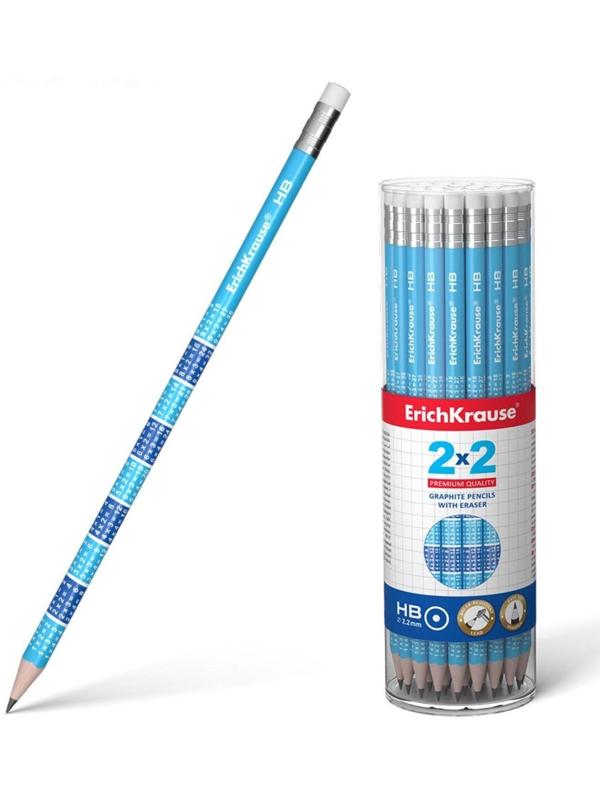 Карандаш чернографитный с ластиком Erich Krause 2x2 