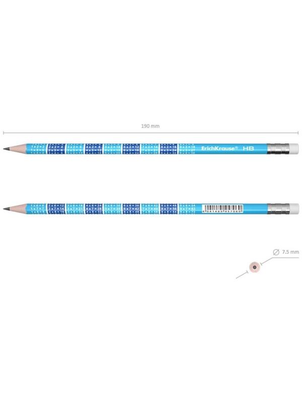 Карандаш чернографитный с ластиком Erich Krause 2x2 