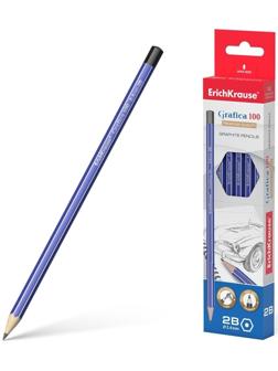 Карандаш чернографитный 2В, 2.2 мм, ErichKrause Grafica 100, шестигранный, из отборной древесины