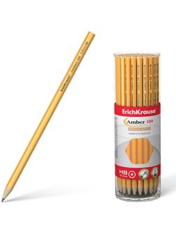 Карандаш чернографитный НВ, 2.2 мм, ErichKrause Amber 100, шестигранный, из отборной древесины, в тубусе