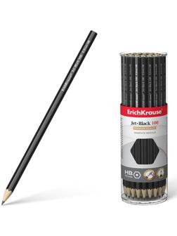 Карандаш чернографитный HB, 2.2 мм, ErichKrause Jet Black 100, шестигранный, из отборной древесины, в тубусе