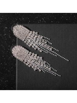 Серьги висячие со стразами 