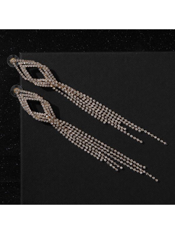 Серьги висячие со стразами 