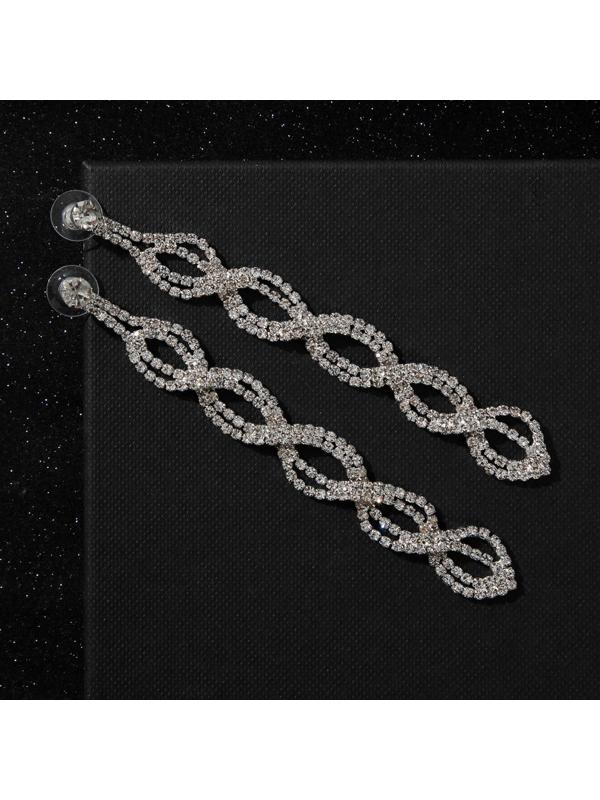 Серьги висячие со стразами 