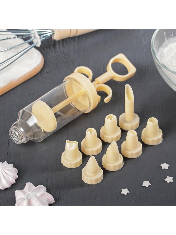 Шприц кондитерский Доляна «Cластёна», 8 насадок, 17×5×5 см, цвет МИКС