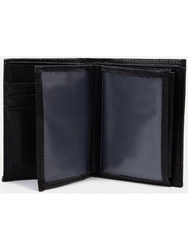 Портмоне без застёжки 2 в 1, для автодокументов, для купюр, для карт, для монет, цвет чёрный