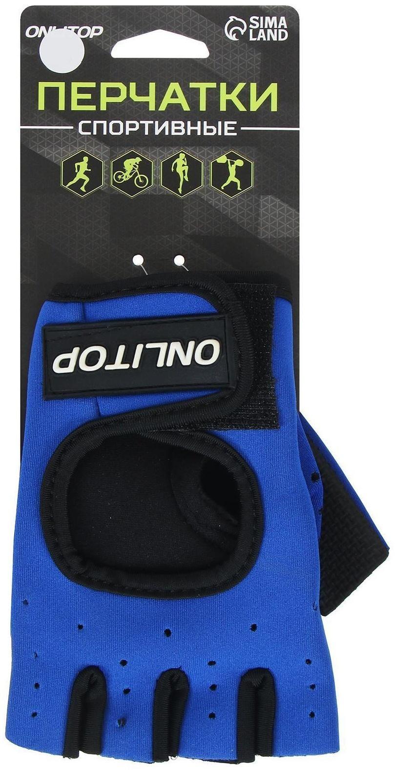Перчатки спортивные, размер М, цвет синий/чёрный