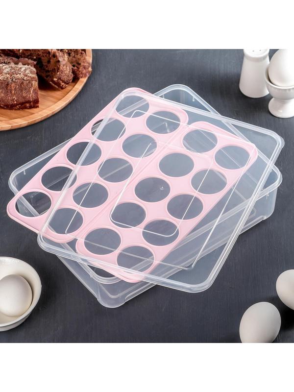 Контейнер для хранения яиц, 20 ячеек, 27,5×22×7 см, цвет МИКС