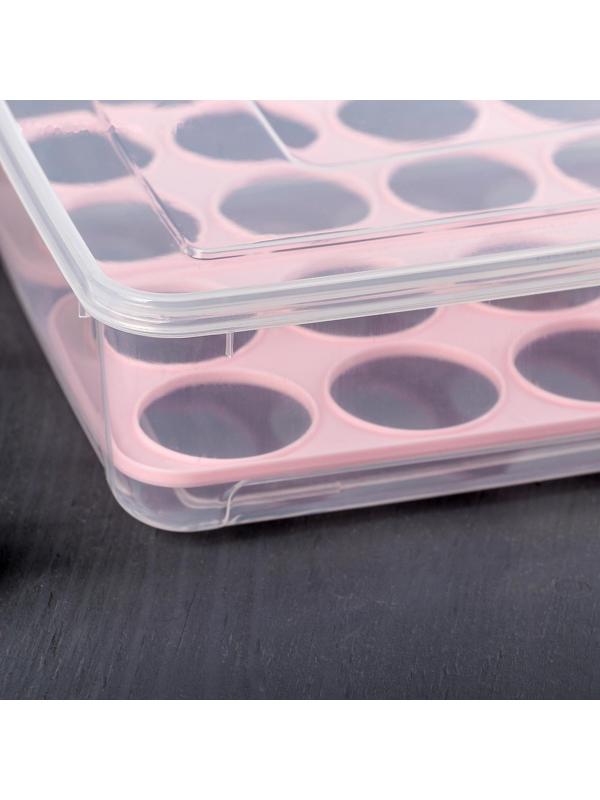 Контейнер для хранения яиц, 20 ячеек, 27,5×22×7 см, цвет МИКС