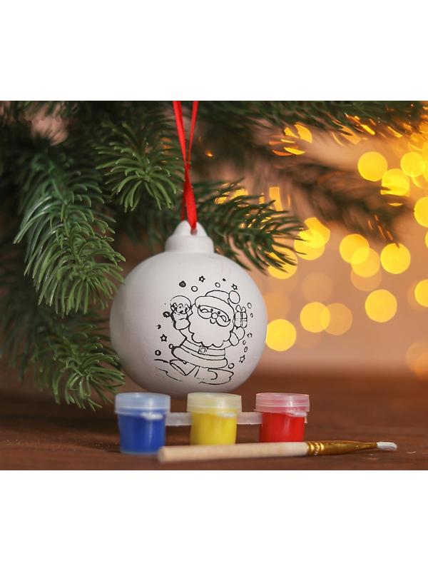 Новогодний шар под раскраску «Время подарков» с подвесом, краска 3 цв. по 2 мл, кисть