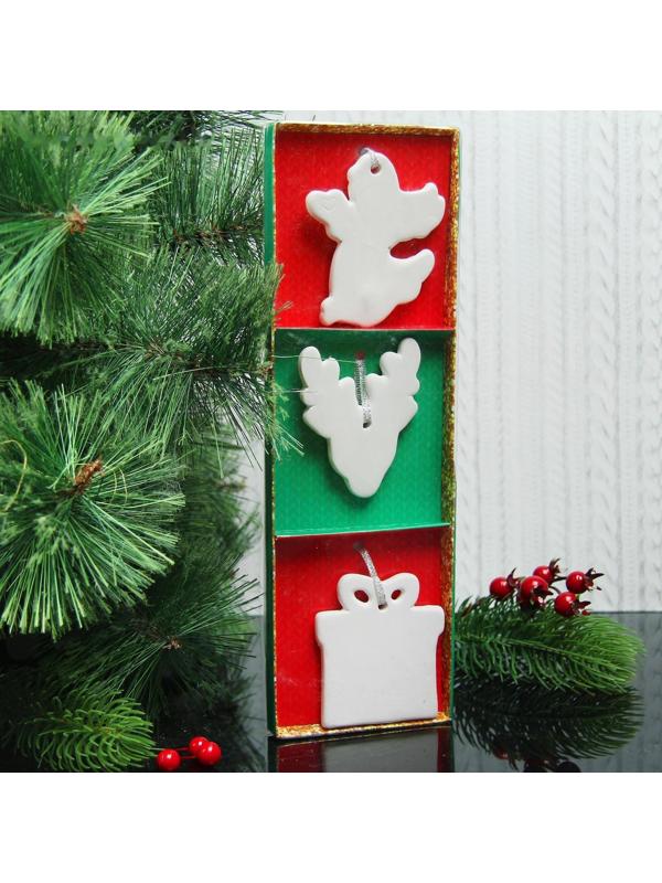 Набор новогодних подвесок под раскраску 3 шт. «Праздник на пороге» с подвесом