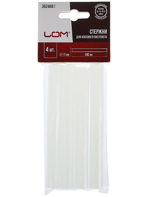 Клеевые стержни ЛОМ, 11 х 100 мм, 4 шт.