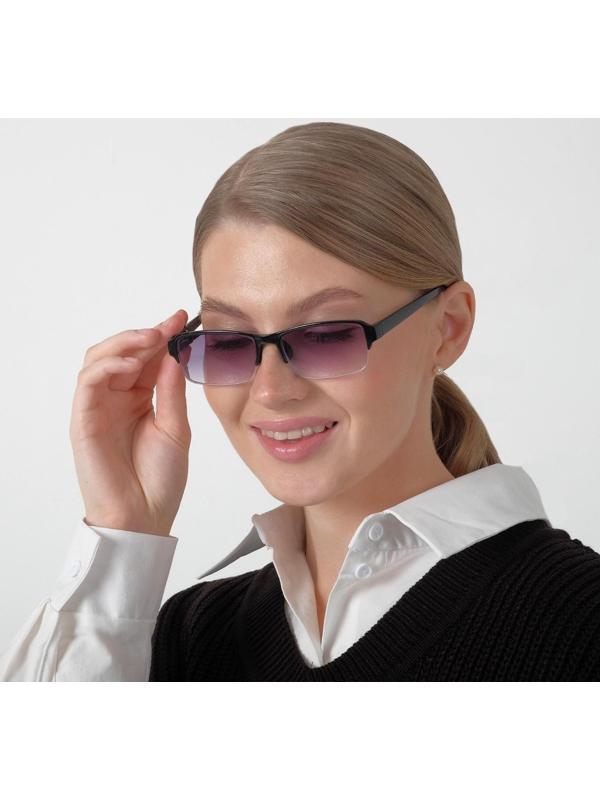 Очки корригирующие 0056, цвет чёрный, тонированные, отгибающаяся дужка, -2