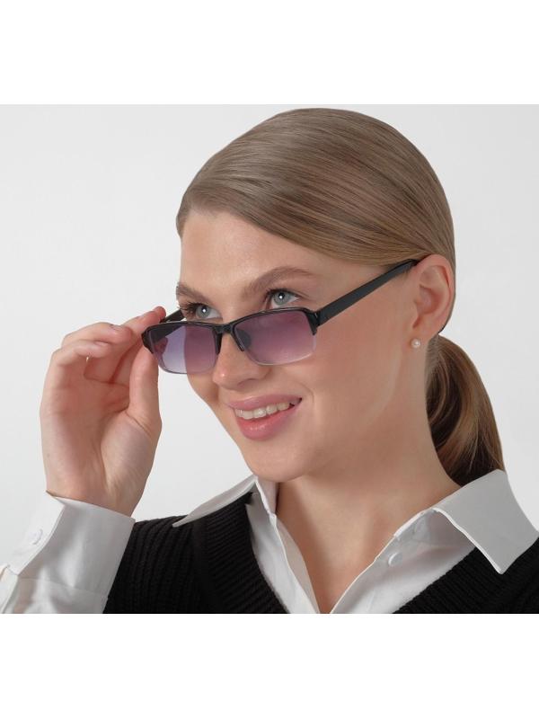 Очки корригирующие 0056, цвет чёрный, тонированные, отгибающаяся дужка, -4