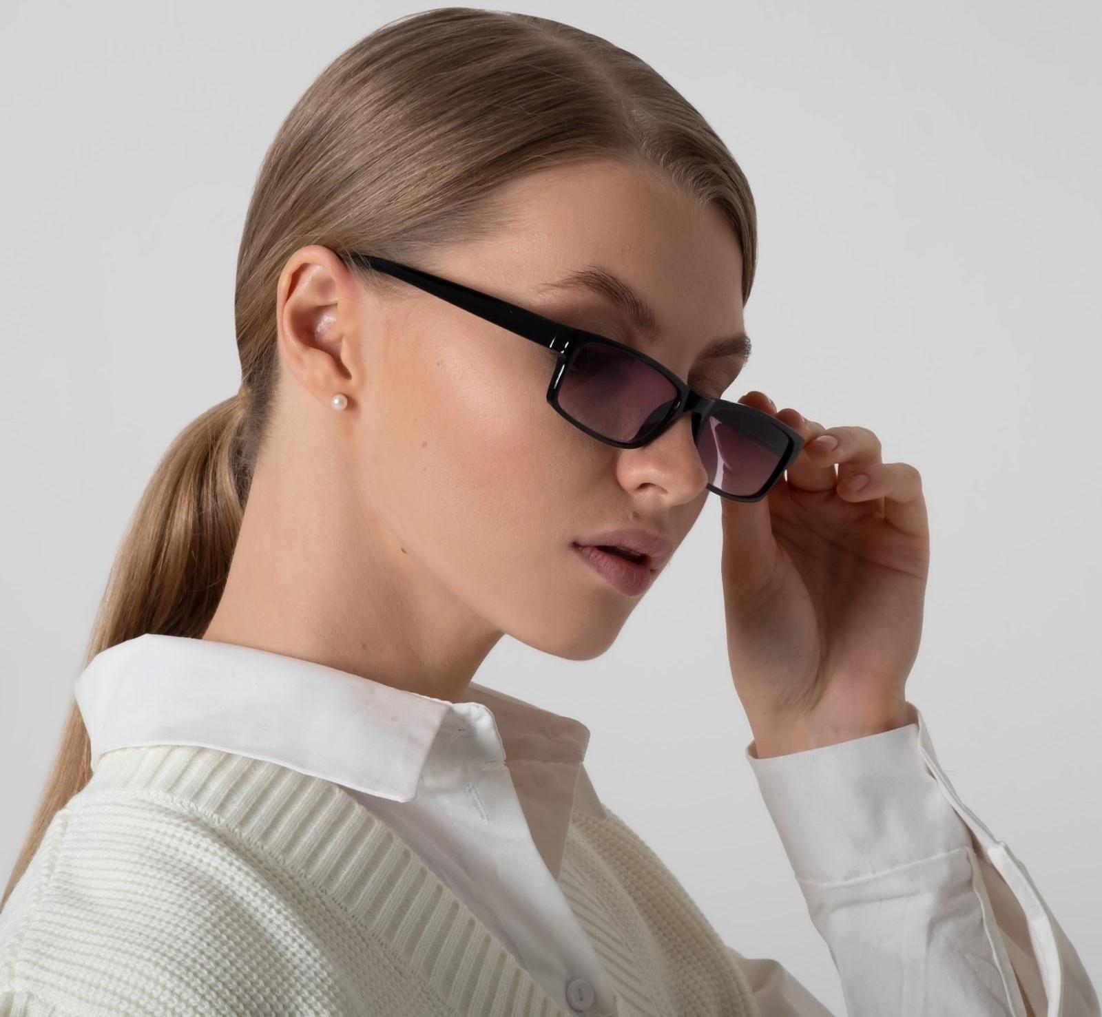 Очки корригирующие 6617, цвет чёрный, тонированные, +3,5