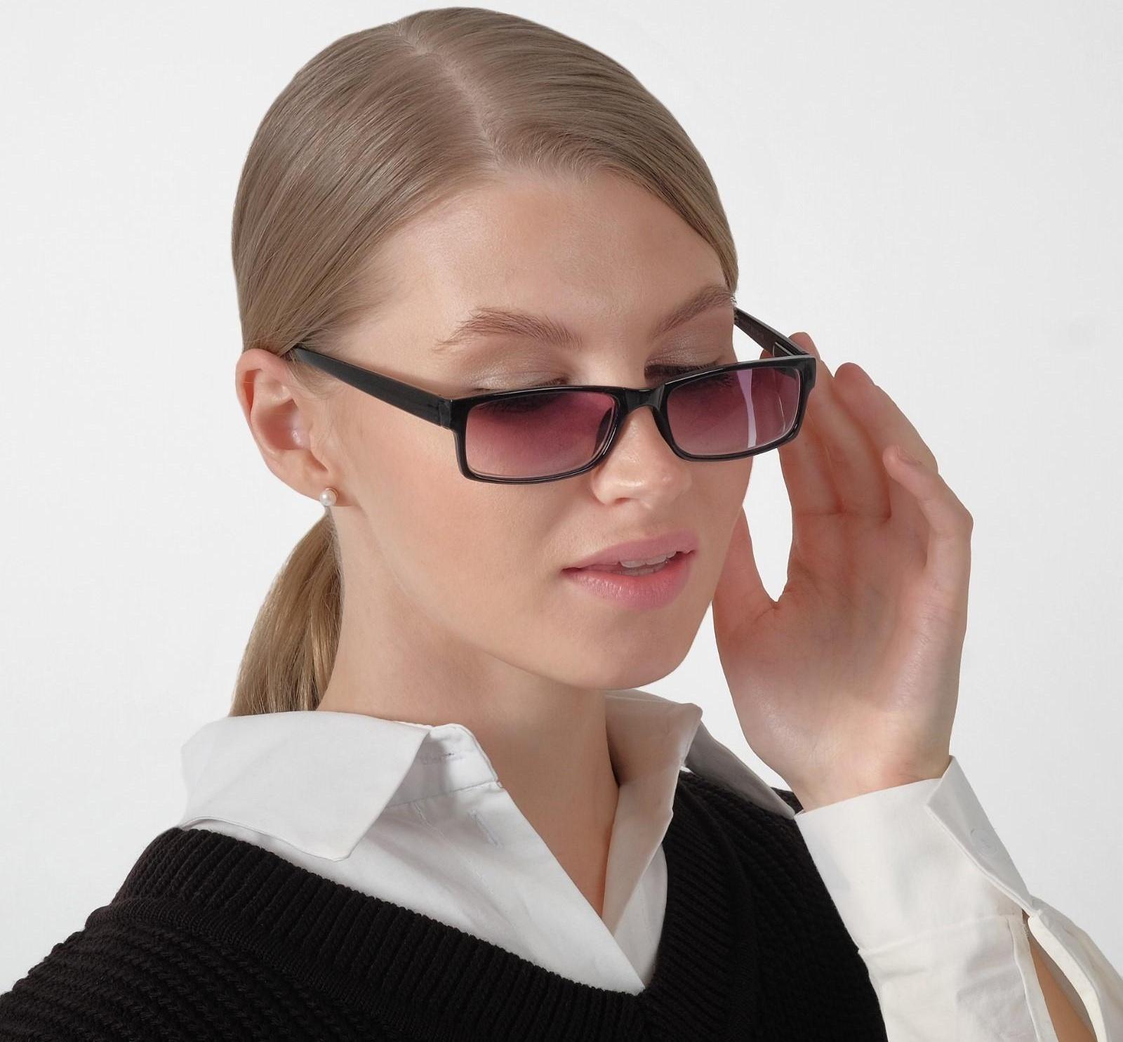 Очки корригирующие 6617, цвет чёрный, тонированные, отгибающаяся дужка, -2,5