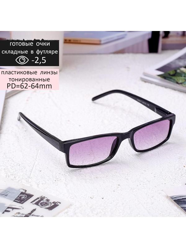 Очки корригирующие 6617, цвет чёрный, тонированные, отгибающаяся дужка, -2,5