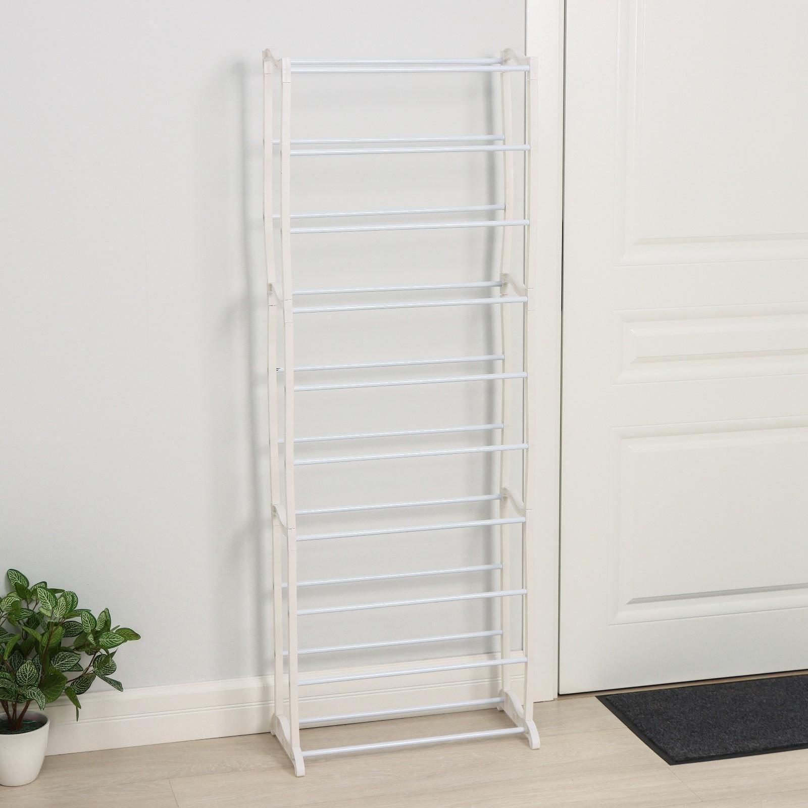 Обувница, 10 ярусов, 50×24,5×140 см, цвет белый