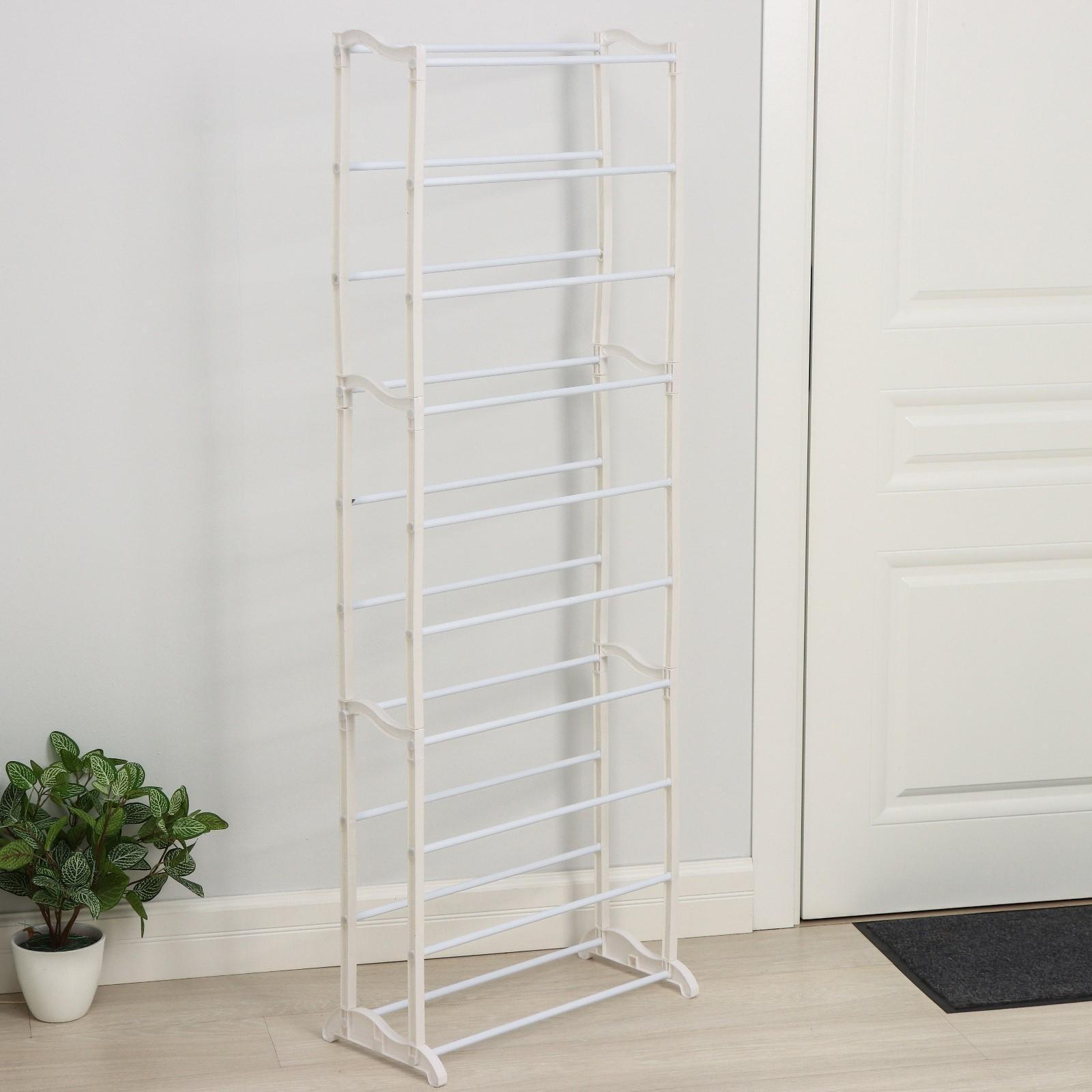 Обувница, 10 ярусов, 50×24,5×140 см, цвет белый
