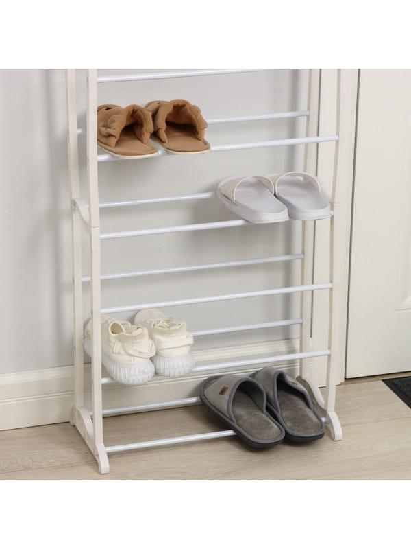 Обувница, 10 ярусов, 50×24,5×140 см, цвет белый