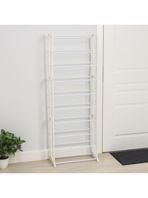 Обувница, 10 ярусов, 50×24,5×140 см, цвет белый